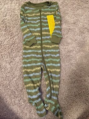 dip Olive Green Striped Footed One-Piece 6/12M-NWT